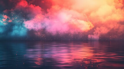 Naklejka premium Surreal Pink Blue Orange Sky Reflection Water