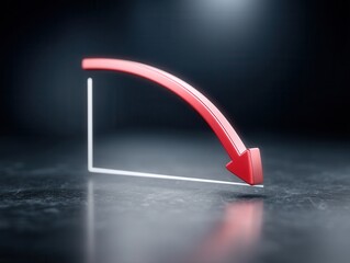 A sleek, modern graphic showing a downward trend with a red arrow against a dark background, symbolizing decline or loss.