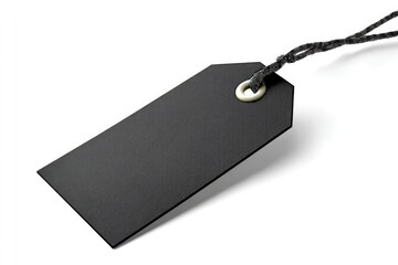 Fototapeta premium Elegant Black Gift Tag: Minimalist Design with Dark String