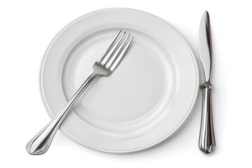 Elegant White Plate with Silverware: A Minimalist Table Setting