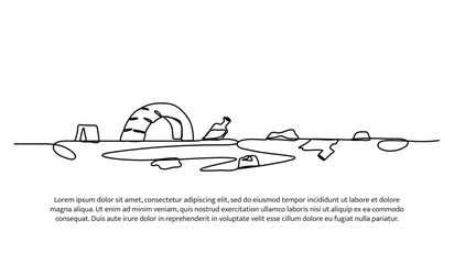 Fototapeta premium Continuous one line design of polluted water with trash. Minimalist style vector illustration on white background.