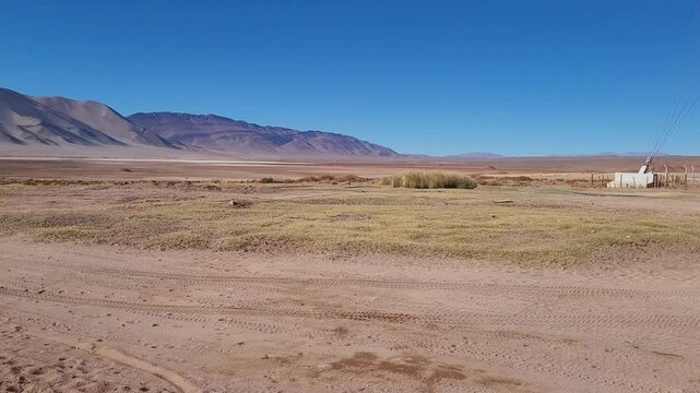 A horizontal video of the Puna landscape in the province of Salta, Argentina. Area near the town of Tolar