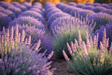 Naklejka premium Enchanting Autumn Lavender Field: A Beautiful Floral Background in Bloom