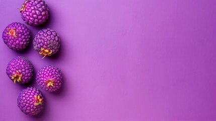 Delicious violet japanese wineberries, isolated on a violet color background