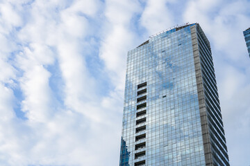 Skyscraper Tower Rising Against Cloudy Sky Urban Landscape Architecture