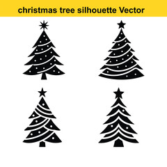 A vector set features green pine and fir Christmas trees, perfect for winter holiday season decoration.