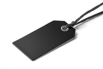 Elegant Black Tag: Minimalist Design with Dark Cord