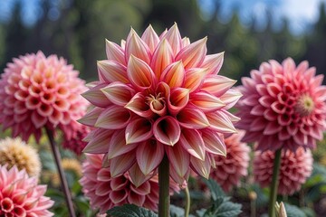 Vibrant Close-Up of Dahlia Pinnata Eruption in Nature