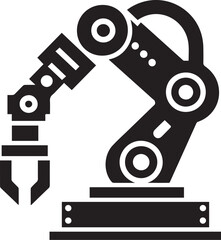 Black silhouette robotic arm Vector illustration