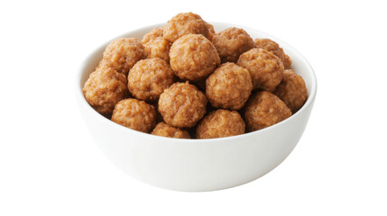 bowl of meatballs on white background