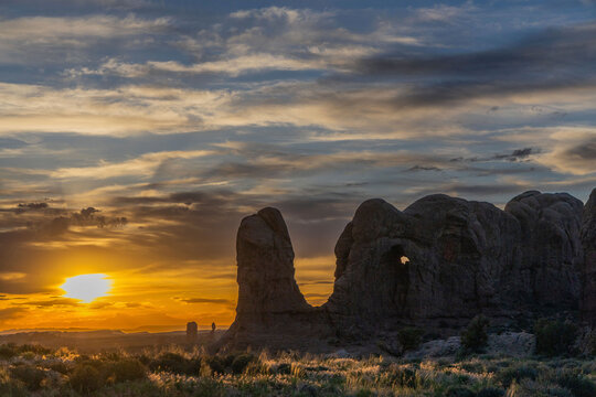 The Elephants Parade at Sunset, The Windows Section, Arches National Park, Utah, USA.