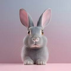 Obraz premium Fluffy rabbit with large ears against a soft gradient background