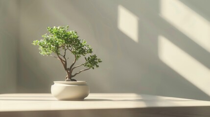 Bonsai tree in pot elegant and peaceful