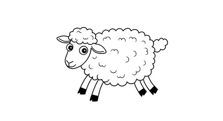 Obraz premium sheep coloring page, sheep cartoon animal coloring page for kids