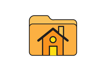 Minimalist simple home folder icon in black and white line style