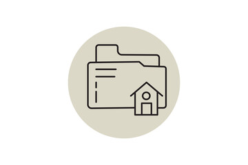 Minimalist simple home folder icon in black and white line style