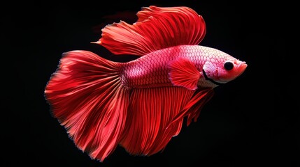 Fototapeta premium Vibrant Red Betta Fish Siamese Fighting Fish Aquatic Life