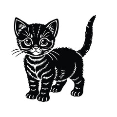 Domestic Cat Vector in Shadow Silhouette Style