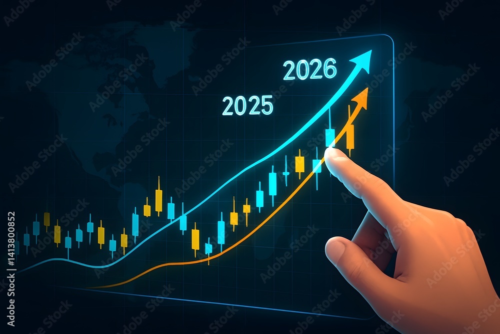 Poster growth and development chart of company in new year 2026. development to success and motivation in 2
