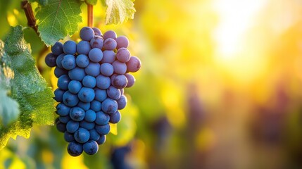Ripe Vineyard Grapes Sunset Harvest