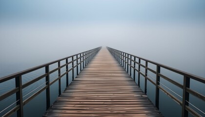 Obraz premium Mystical Bridge to Nowhere in a Sea of Fog and Tranquility