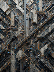 Modern Digital Mosaic with Detailed Structural Algorithmic Patterns