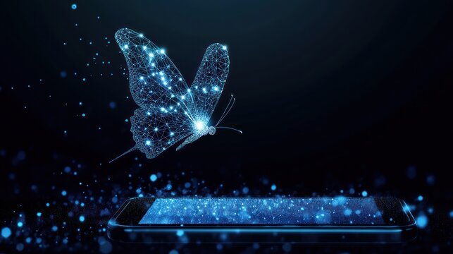 Digital Butterfly Emerging from Smartphone Screen (1)