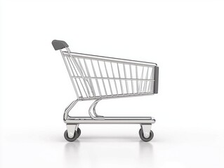 Empty Shopping Cart on White Background for Retail and Commerce
