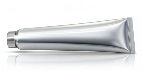 Aluminum Tube Mockup: Cream Tube Packaging Design, Skincare Product, Cosmetic Packaging, Blank Tube, Macro Photography, White Background