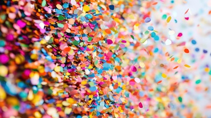 Obraz premium a vibrant cascade of confetti creates a festive and celebratory atmosphere perfect for backgrounds and designs with a focus on joyous occasions and colorful textures