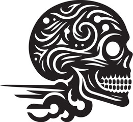 Black silhouette of a human skull