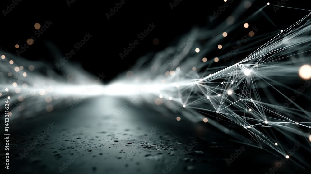 Poster futuristic digital interface with glowing ai hologram symbolizing the evolution of artificial intell