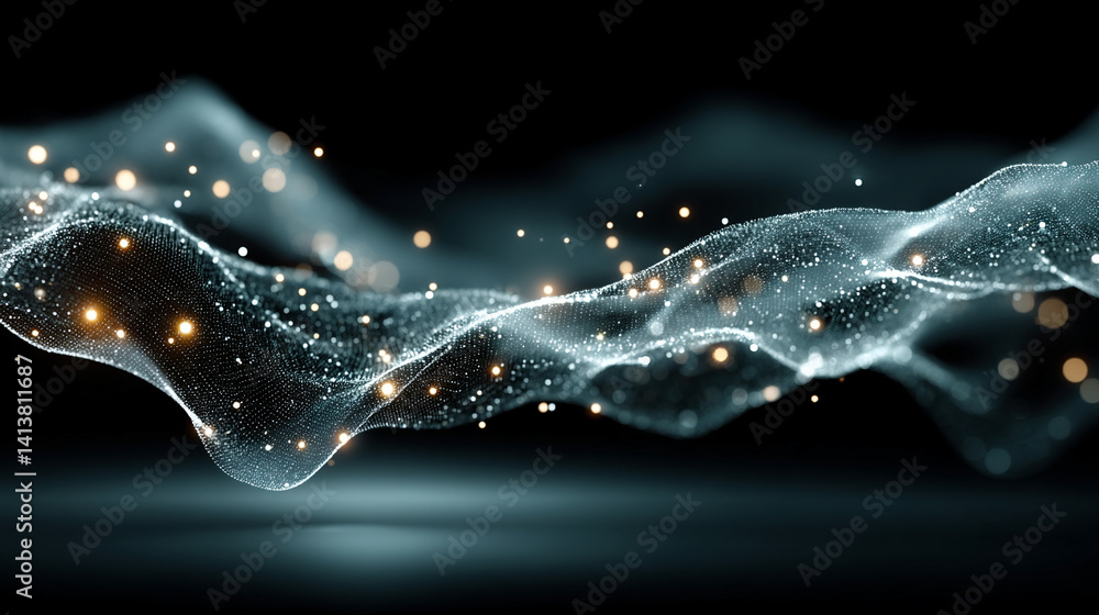 Poster futuristic digital interface with glowing ai hologram symbolizing the evolution of artificial intell