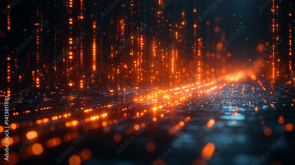Poster futuristic digital interface with glowing ai hologram symbolizing the evolution of artificial intell