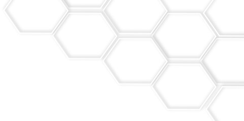 Abstract modern hexagonal effect for line geometric technology 3d white bright hexagon polygonal honeycomb luxury pattern vector white background.