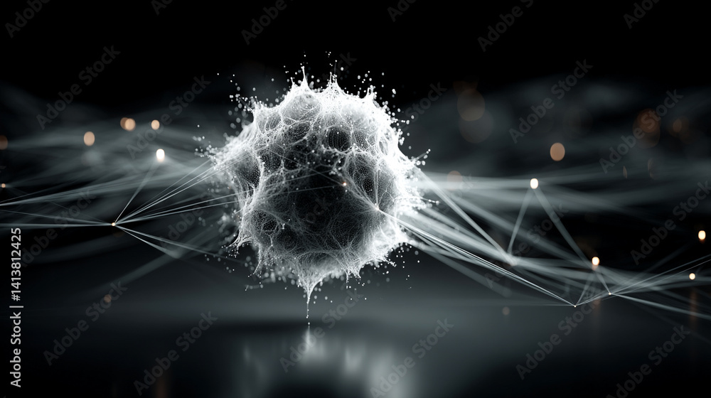 Poster futuristic digital interface with glowing ai hologram symbolizing the evolution of artificial intell
