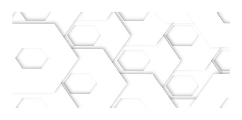 Abstract modern hexagonal effect for line geometric technology 3d white bright hexagon polygonal honeycomb luxury pattern vector white background.