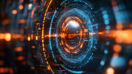 Futuristic digital interface with glowing AI hologram symbolizing the evolution of artificial intelligence technology virtual networks innovation data exchange and modern digital communication

