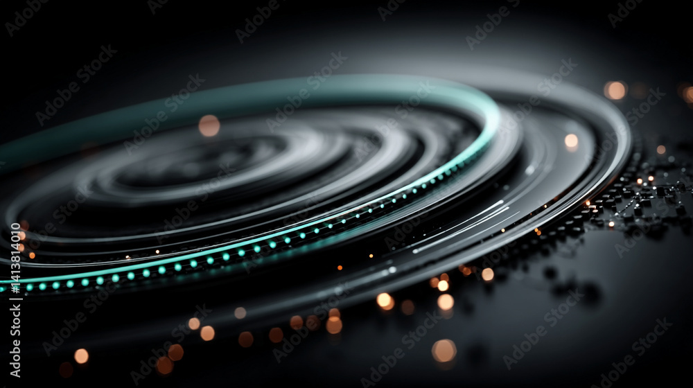 Poster futuristic digital interface with glowing ai hologram symbolizing the evolution of artificial intell