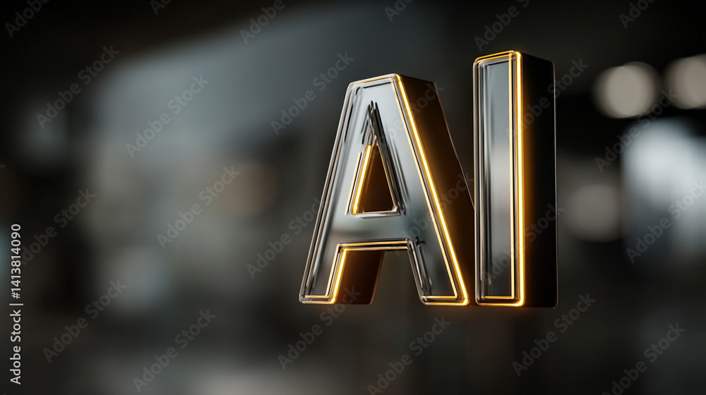 Poster futuristic digital interface with glowing ai hologram symbolizing the evolution of artificial intell