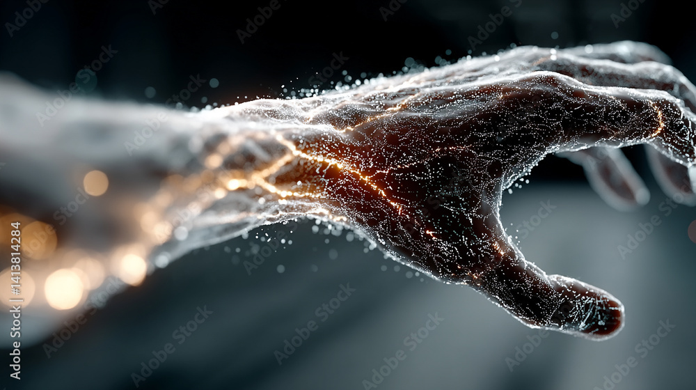 Poster futuristic digital interface with glowing ai hologram symbolizing the evolution of artificial intell