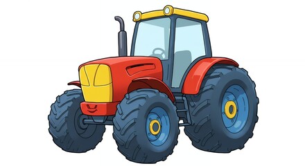 Obraz premium Colorful cartoon tractor illustration for children