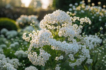 Radiant White Gypsophila Blooms in a Tranquil Garden Environment