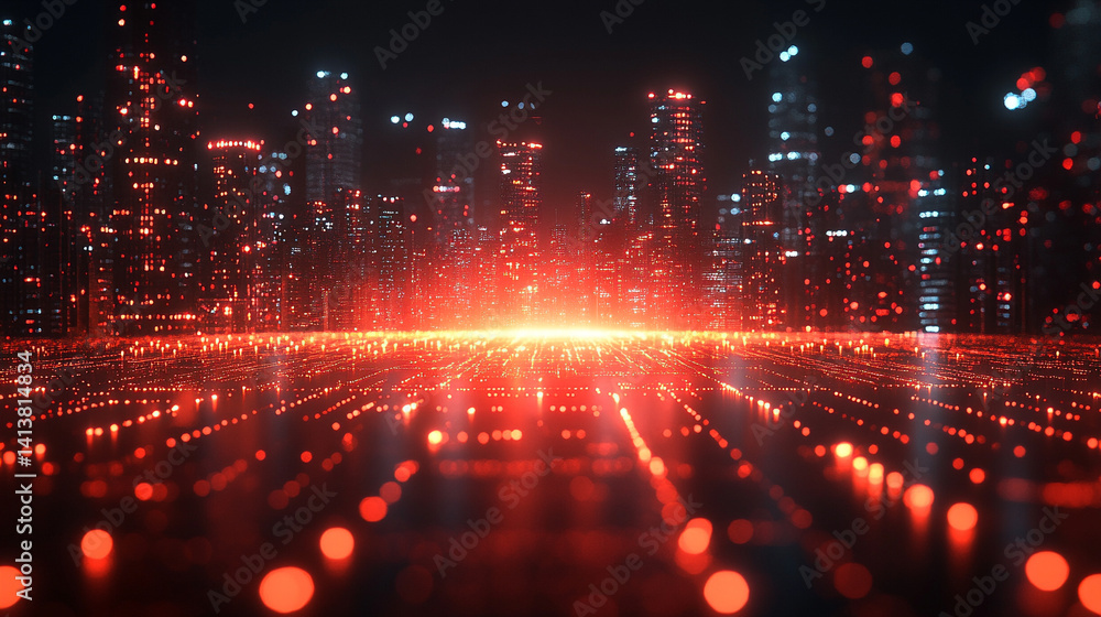 Poster futuristic digital interface with glowing ai hologram symbolizing the evolution of artificial intell