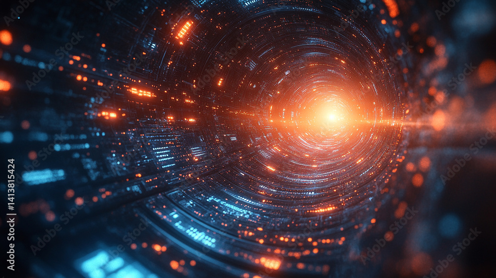 Aufkleber futuristic digital interface with glowing ai hologram symbolizing the evolution of artificial intell