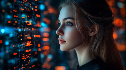 Futuristic digital interface with glowing AI hologram symbolizing the evolution of artificial intelligence technology virtual networks innovation data exchange and modern digital communication

