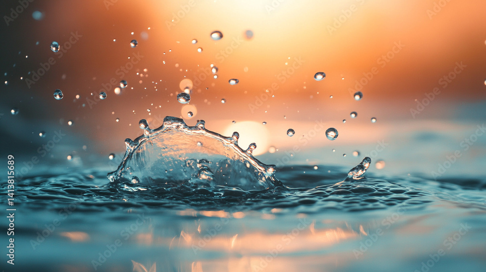 Poster trendy summer nature banner with pastel liquid colored water surface texture defocused and bright bu