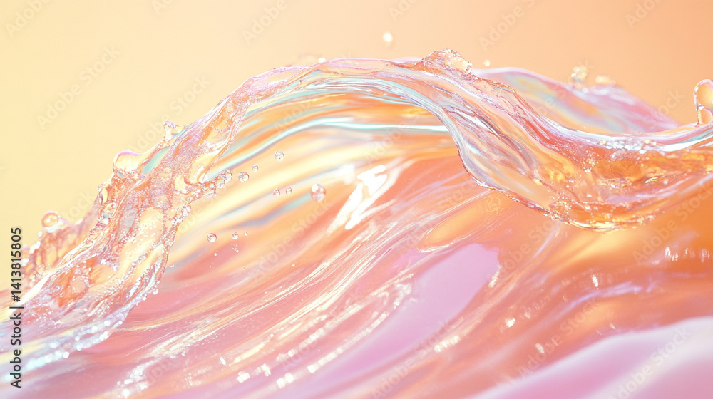 Poster trendy summer nature banner with pastel liquid colored water surface texture defocused and bright bu
