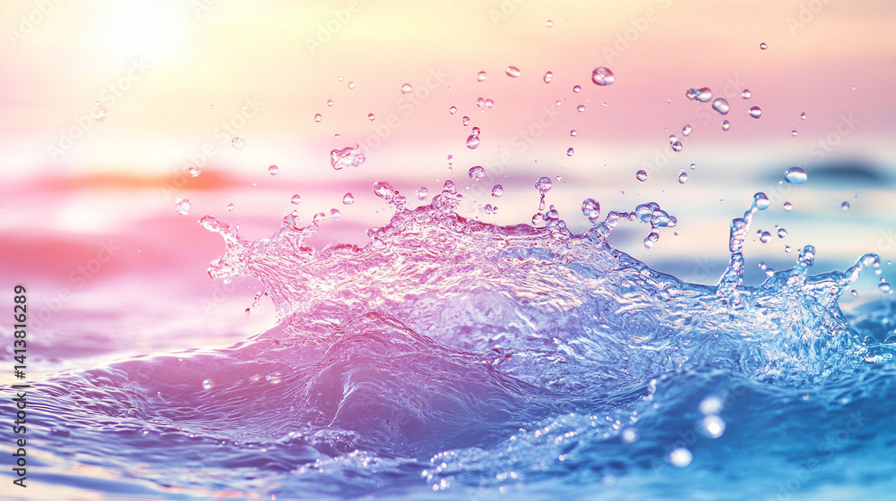 Poster trendy summer nature banner with pastel liquid colored water surface texture defocused and bright bu