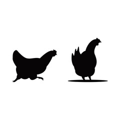 Hens Silhouette Vector, Farm Animal Outline in Minimal Style

